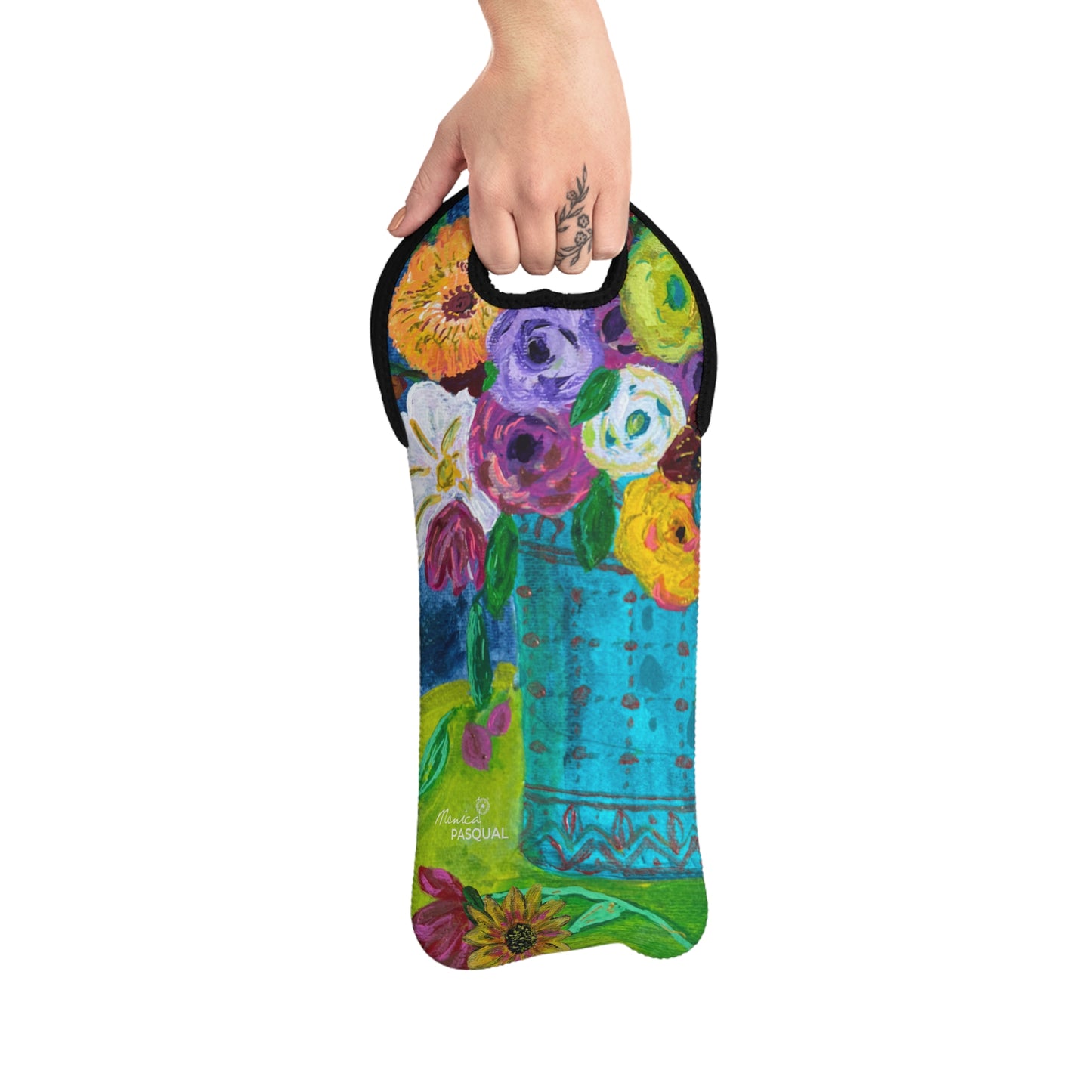 Neoprene Wine Tote - Springtime Blooms