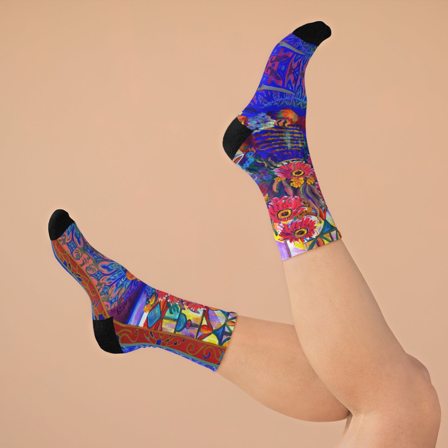 Eco-Friendly Socks - Red Zinneas