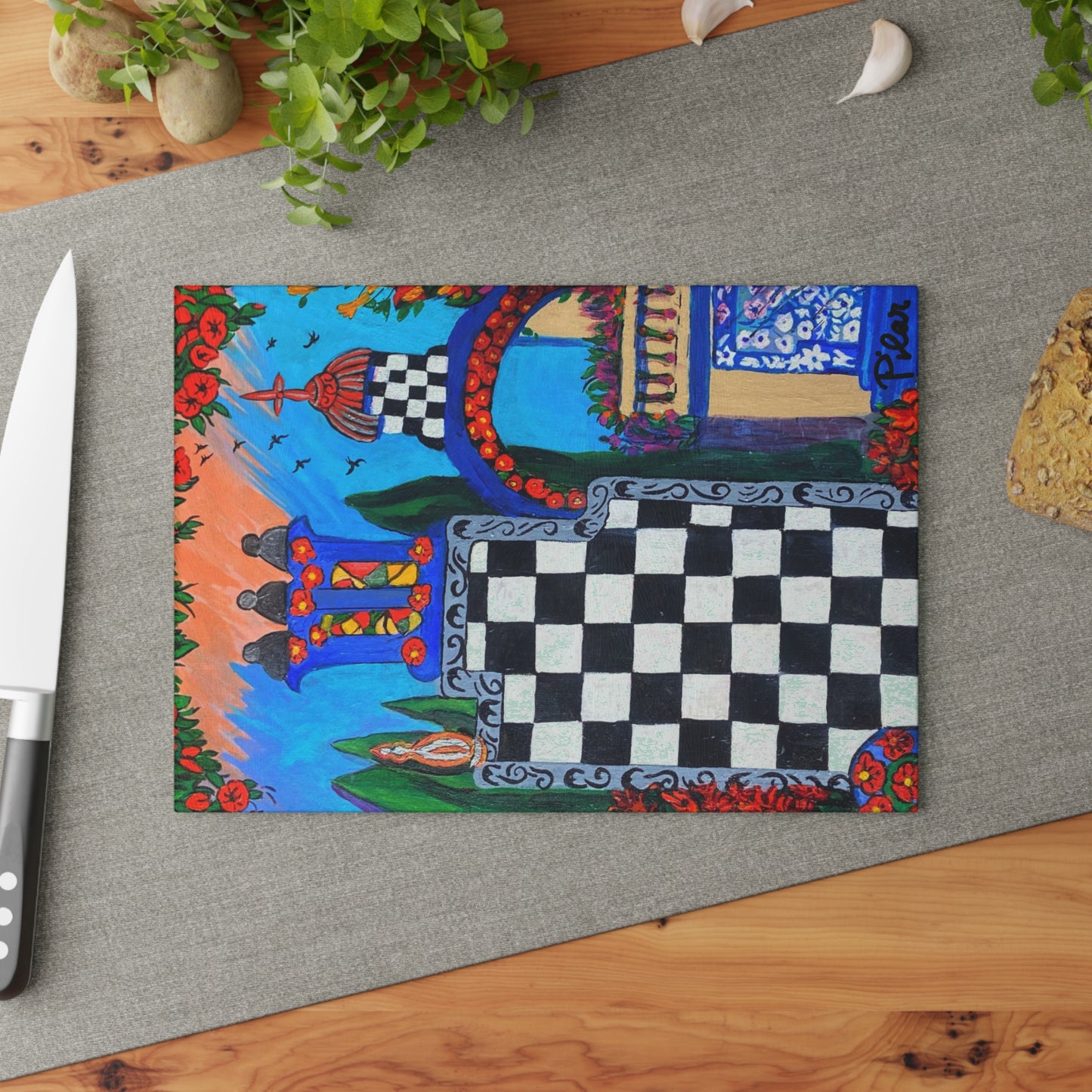 Tempered Glass Cutting Board - Barcelona Fantasy