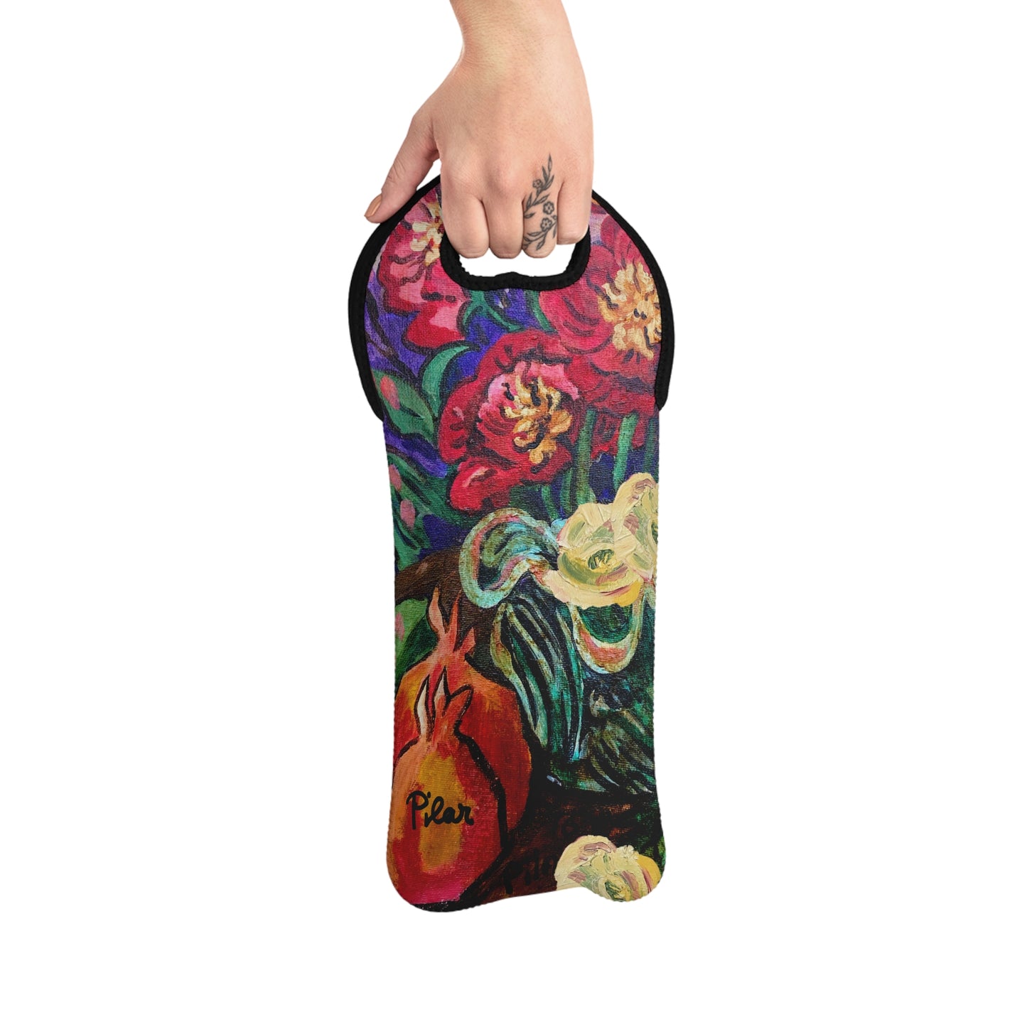 Neoprene Wine Tote - Pomegranates