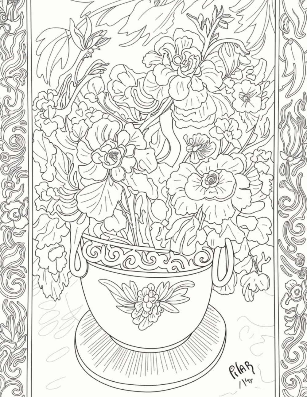 Coloring Book - The Colorful World of Pilar - Flowers
