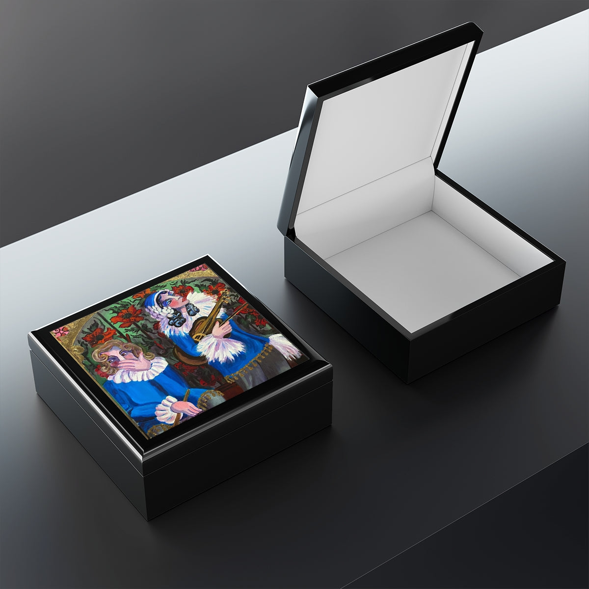 Jewelry and Keepsake Box "The Troubadours" (Comedia dell'arte collection)