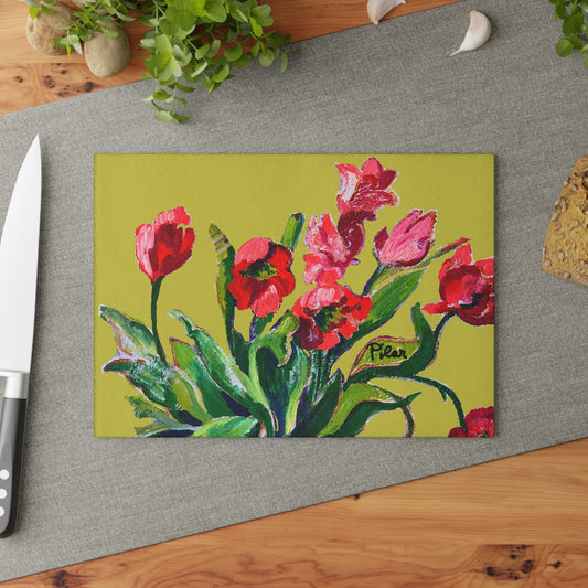Tempered Glass Cutting Board - Poppy Party