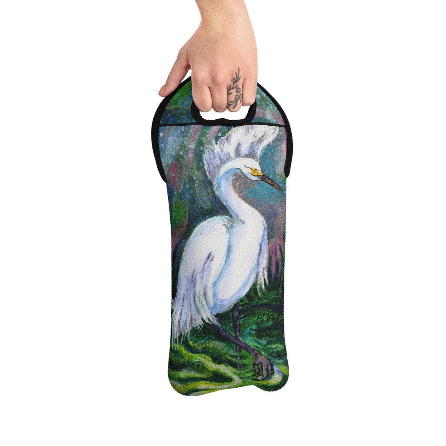 Neoprene Wine Tote. - White Egret