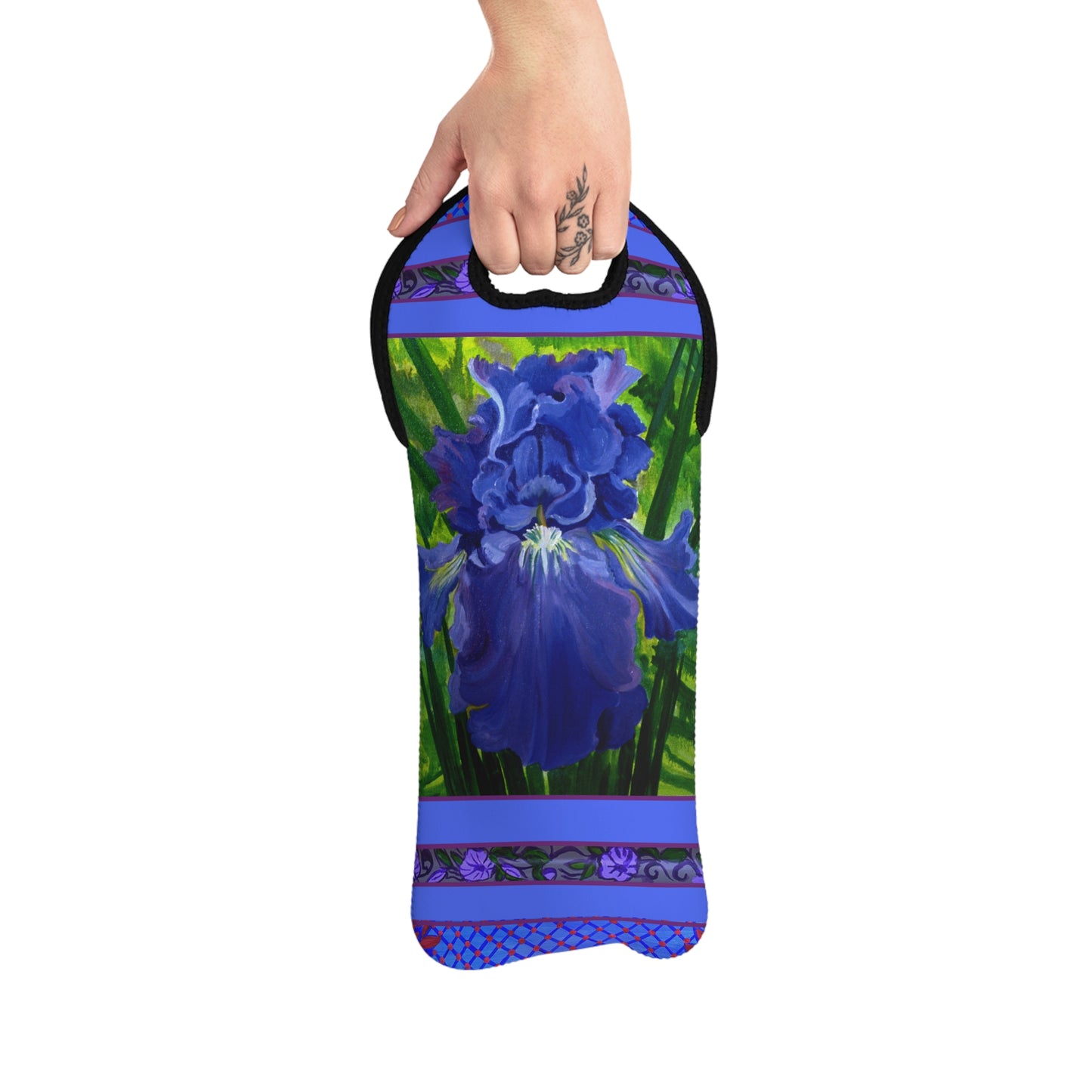 Wine Tote- Blue Iris