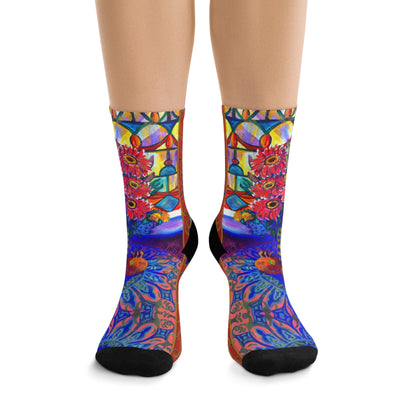 Eco-Friendly Socks - Red Zinneas