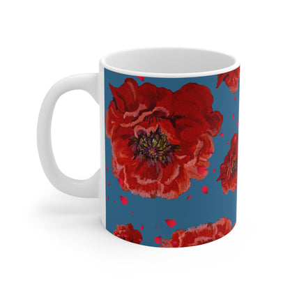 Ceramic Mug - Floral - Red Poppies