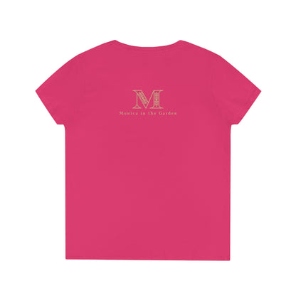 Ladies' V-Neck T-Shirt - Heliconia Pink