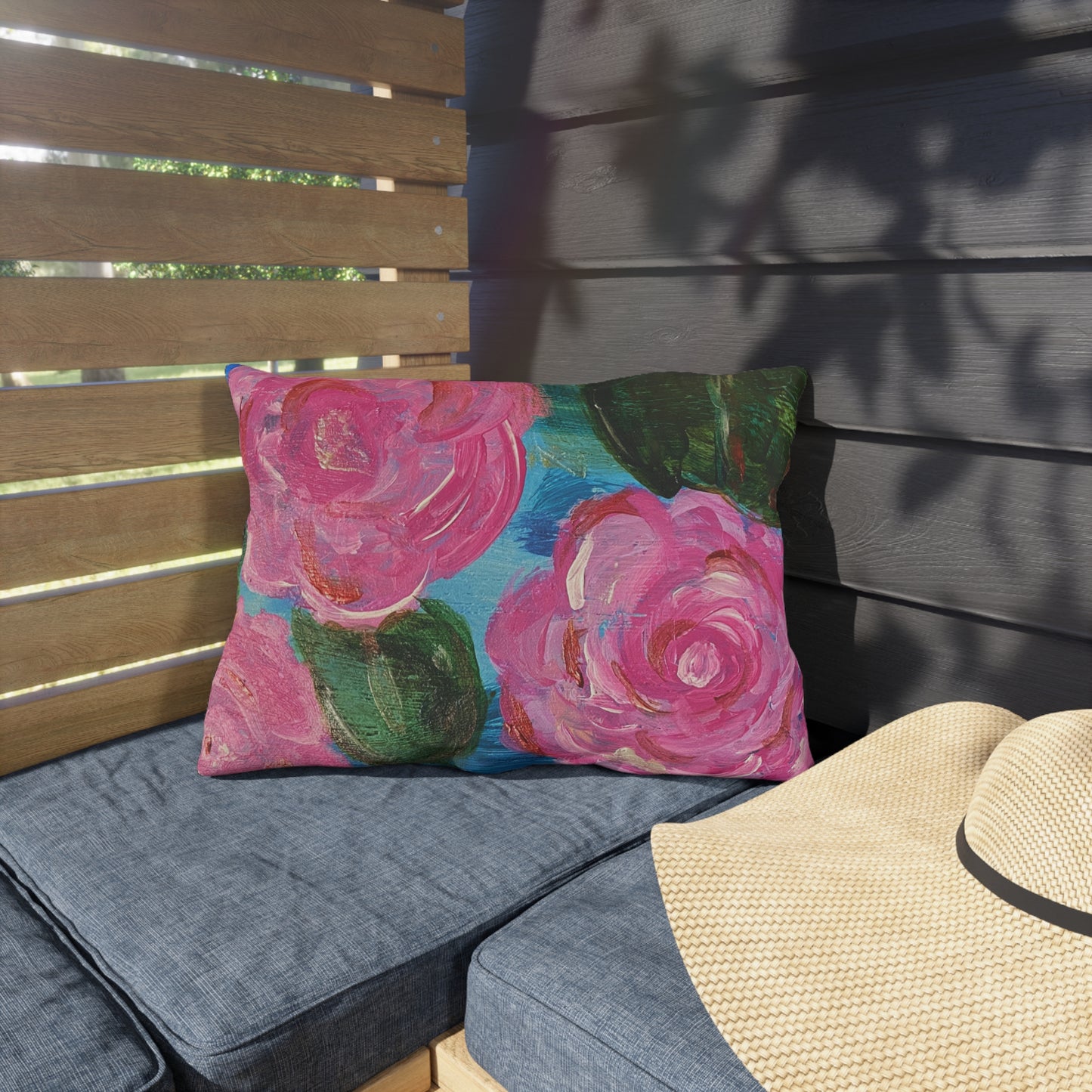 Outdoor Pillows - LilyPond and Pink Bird (Front/back design)