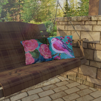 Outdoor Pillows - LilyPond and Pink Bird (Front/back design)