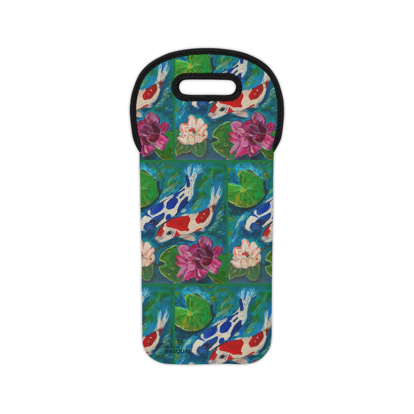Neoprene Wine Tote - Koi Pond