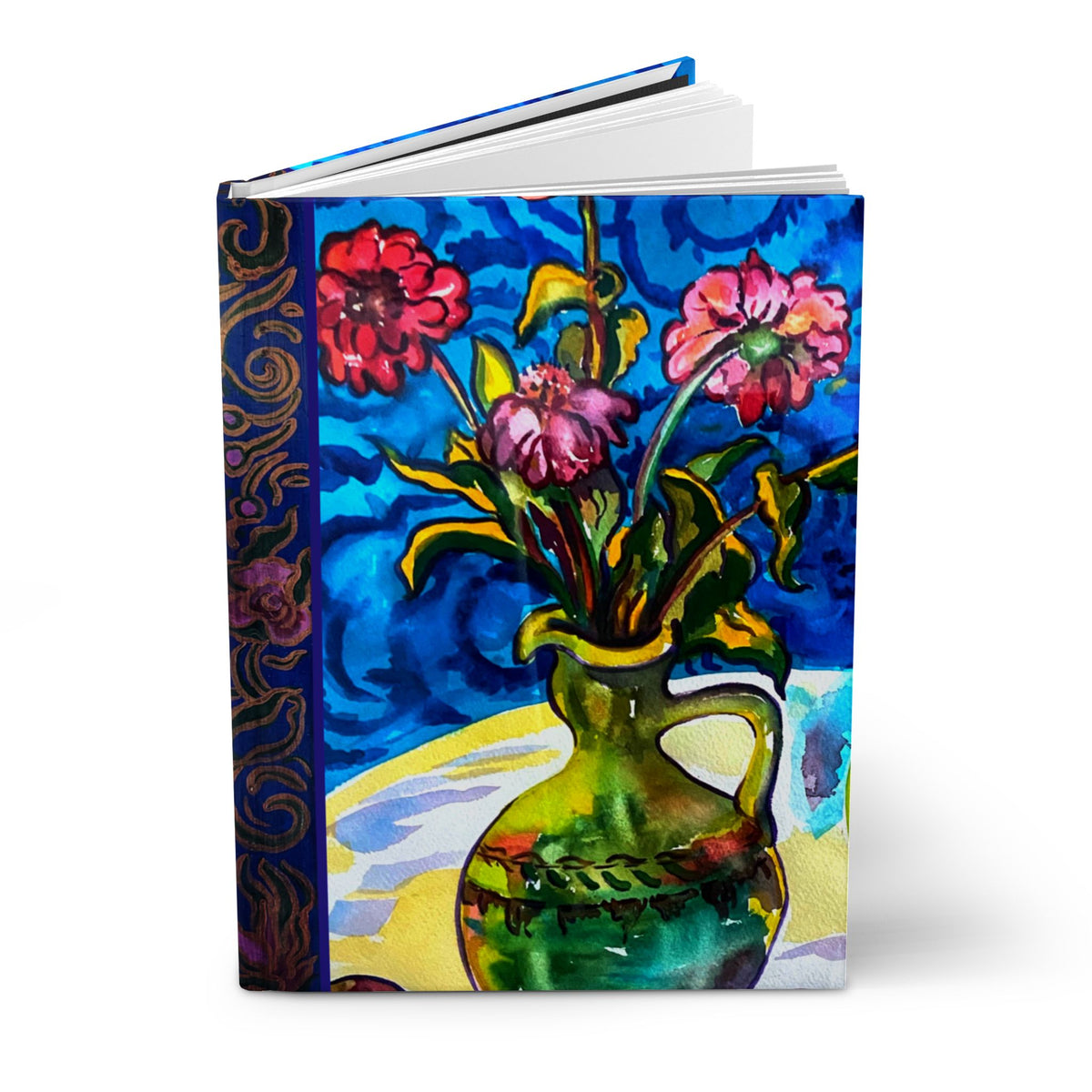 Hardcover Blank Journal  - Green Vase