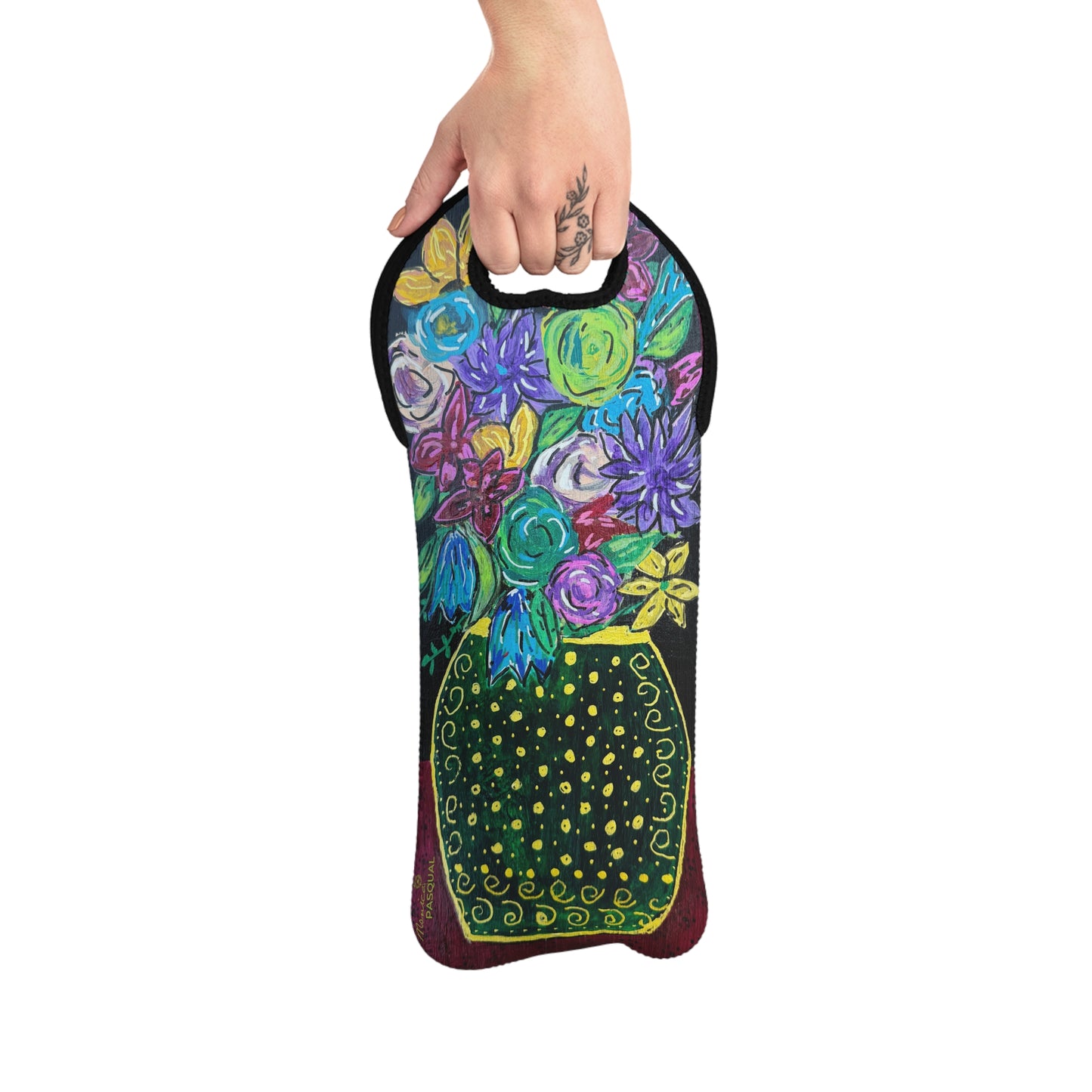 Neoprene Wine Tote - Black Vase