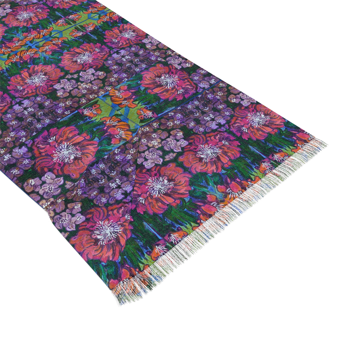 Scarf - Coral & Violet Blooms