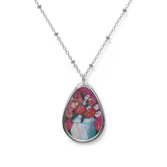 Oval Necklace - White Vase