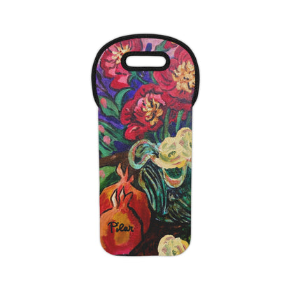 Neoprene Wine Tote  - Pomegranates
