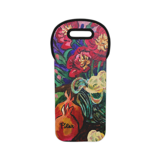Neoprene Wine Tote  - Pomegranates