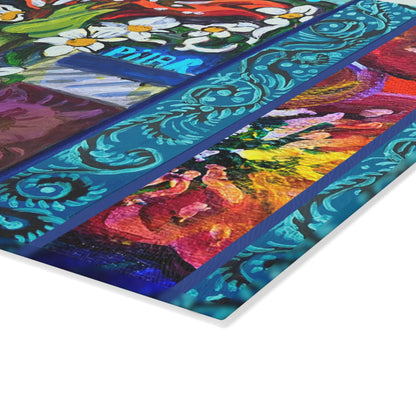 Tempered Glass Cutting Board - "Winter Amaryllis"