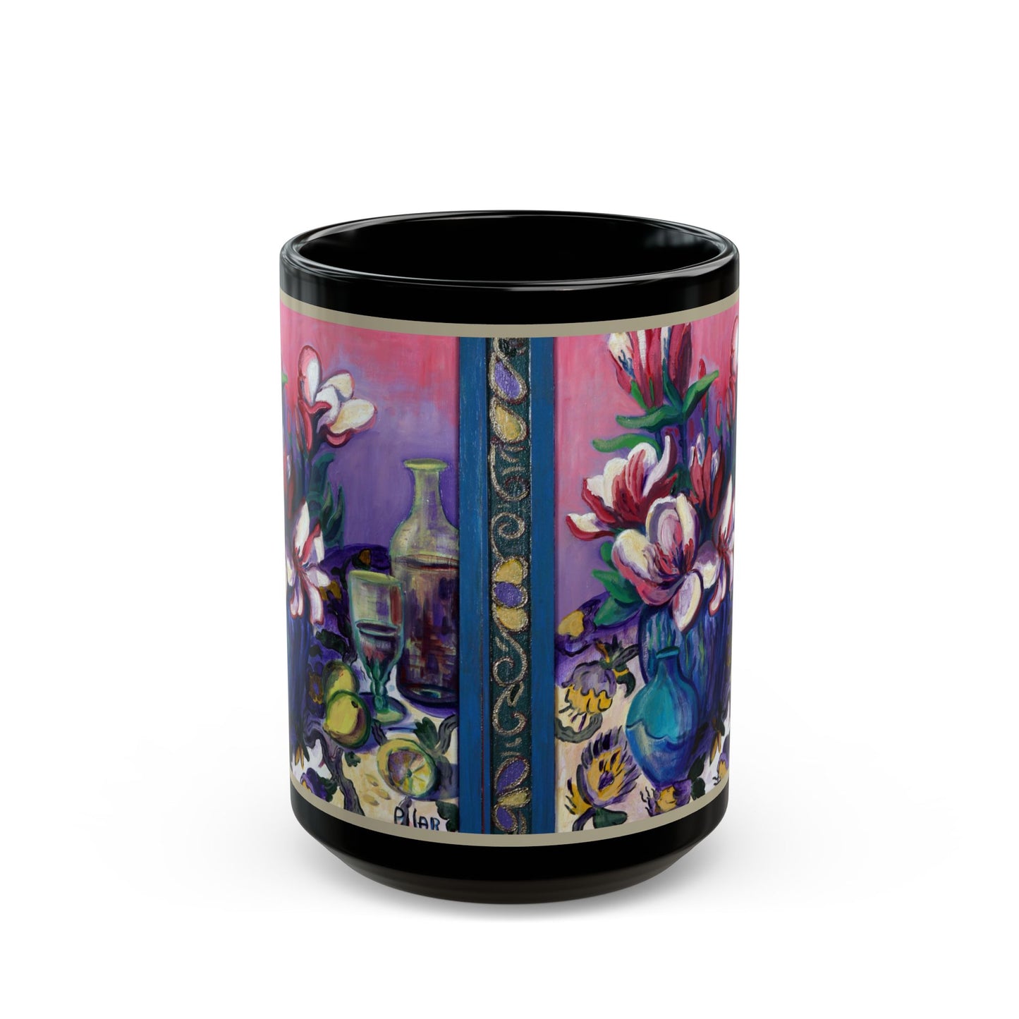 Ceramic Mug, Pink and White Magnolias