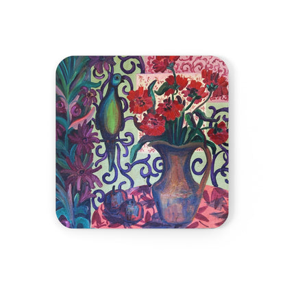 Coaster Set - "Green Parrot"