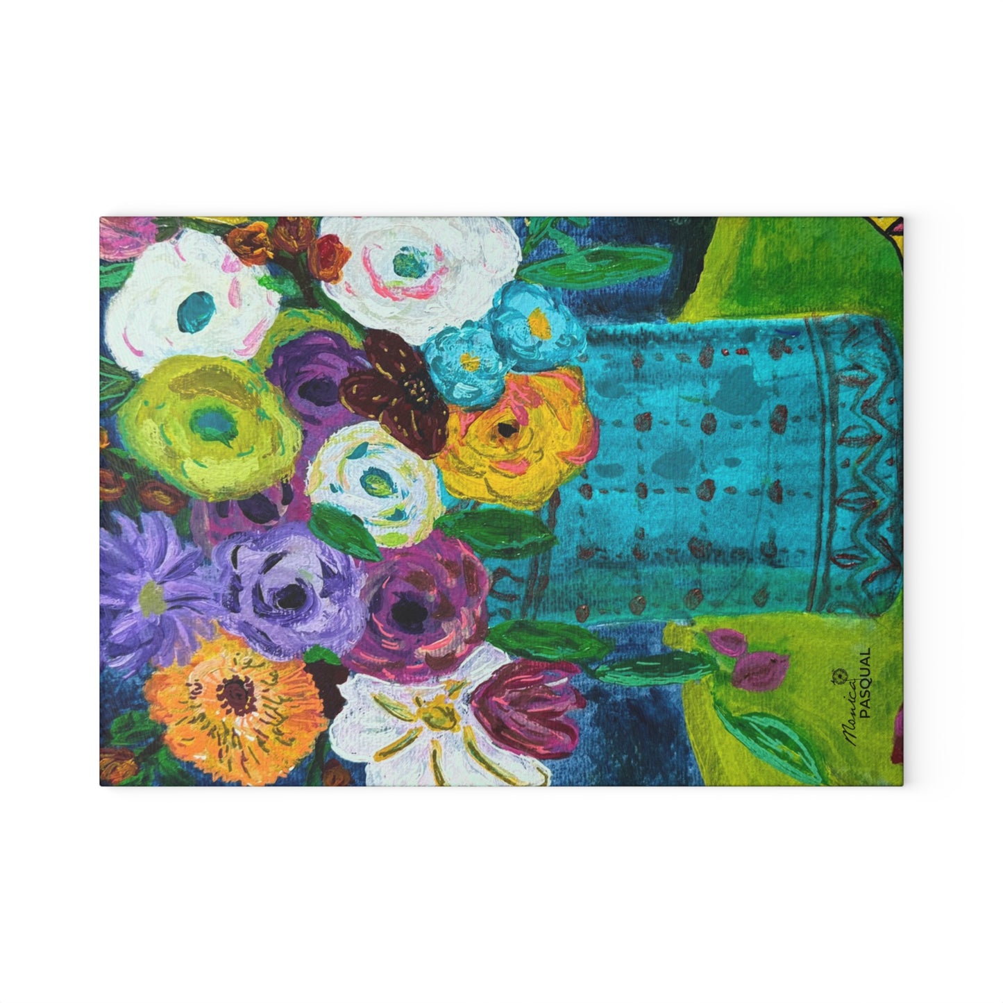 Tempered Glass Cutting Board - Springtime Blooms