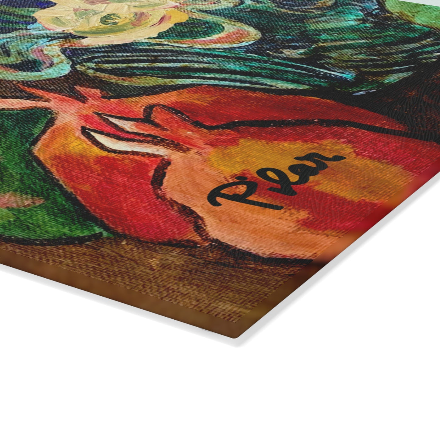 Tempered Glass Cutting Board - Pomegranates