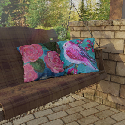 Outdoor Pillows - LilyPond and Pink Bird (Front/back design)