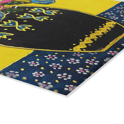Tempered Glass Cutting Board - Festive Flowers