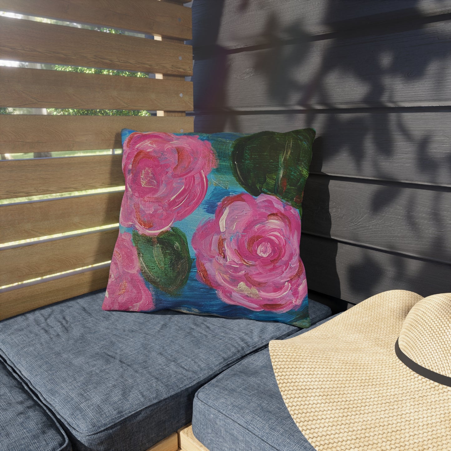 Outdoor Pillows - LilyPond and Pink Bird (Front/back design)