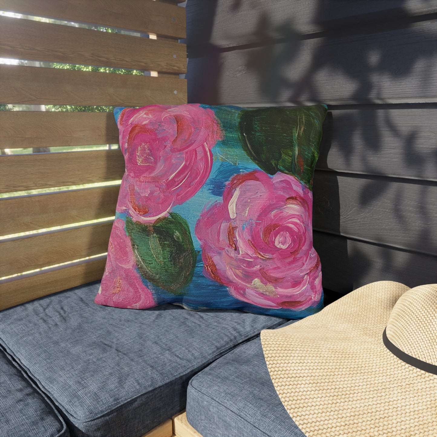 Outdoor Pillows - LilyPond and Pink Bird (Front/back design)