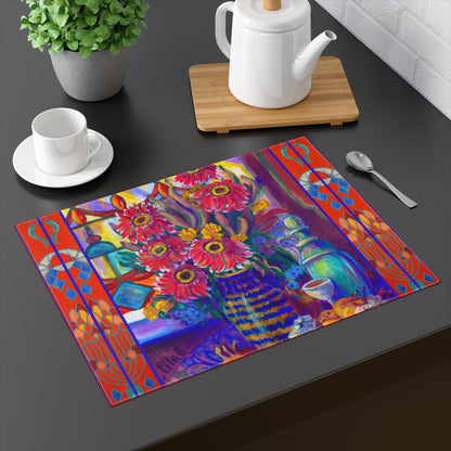 Placemat, Kitchen Zinneas