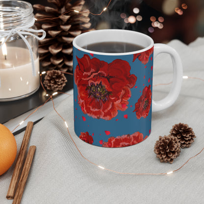 Ceramic Mug - Floral - Red Poppies
