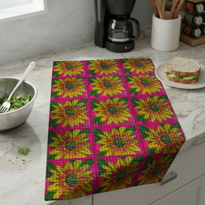 Kitchen Hand Towel - Sunflower Fiesta by Monica in the Garden