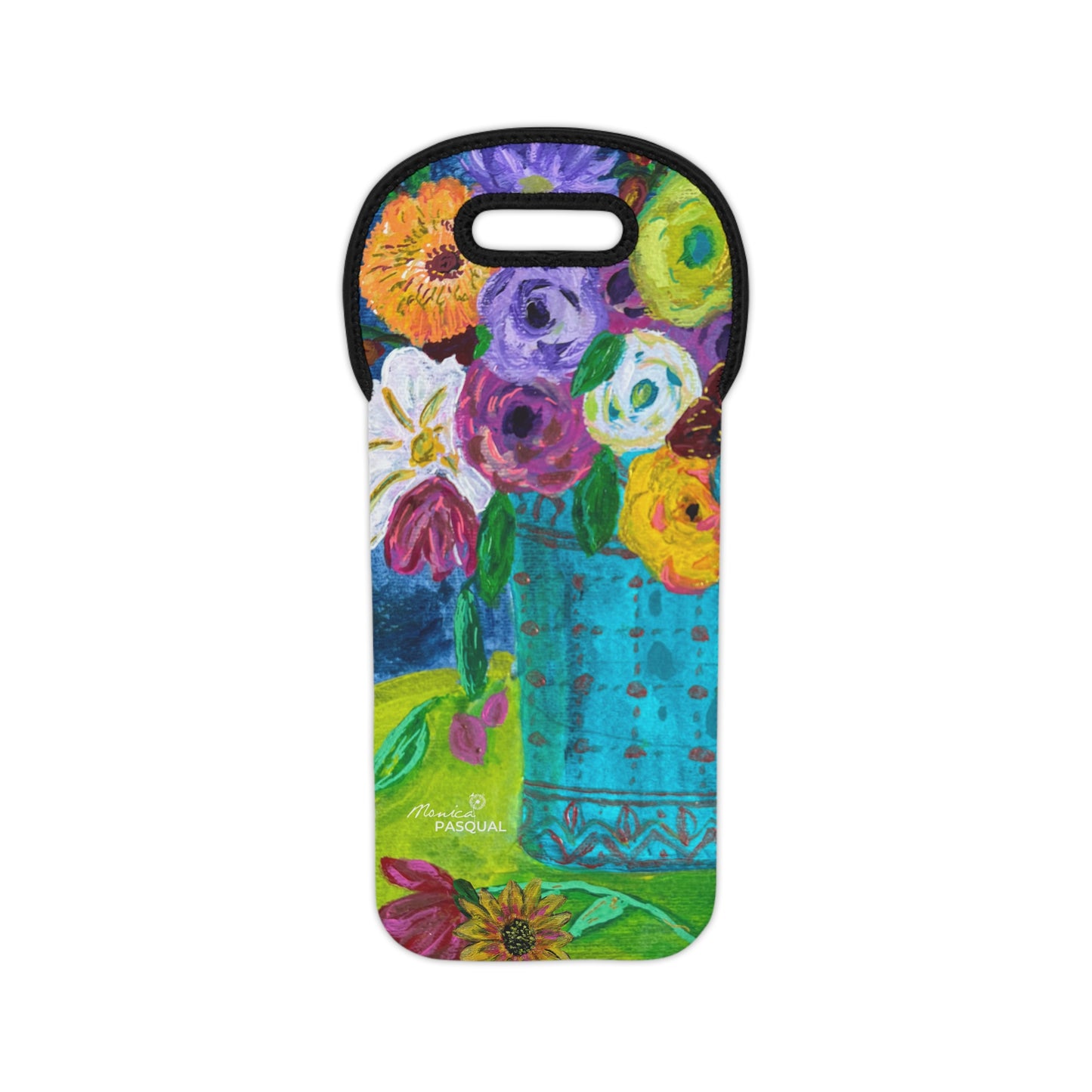 Neoprene Wine Tote  - Springtime Blooms