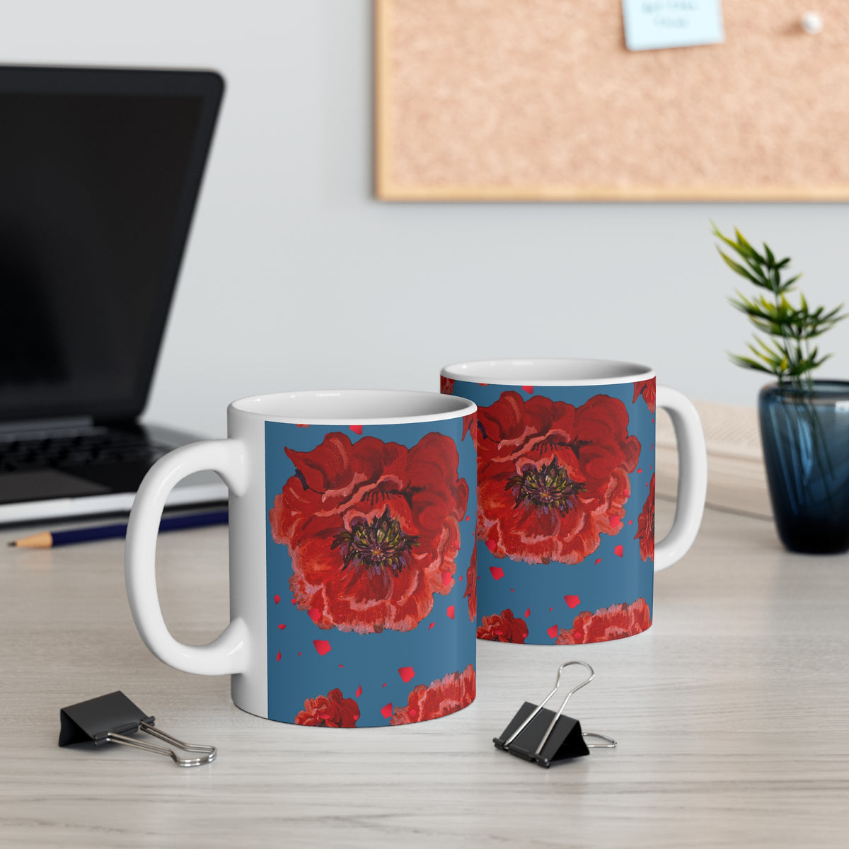 Ceramic Mug - Floral - Red Poppies