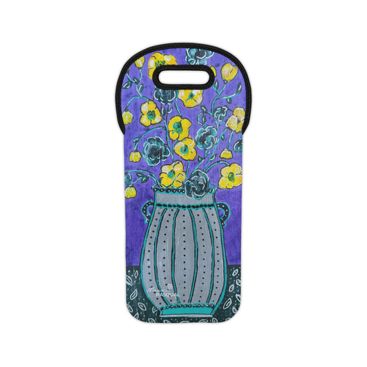 Neoprene Wine Tote - Lavender Vase