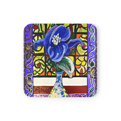 Coaster Set - Blue Magnolia and Stained Glass