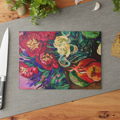 Tempered Glass Cutting Board - Pomegranates