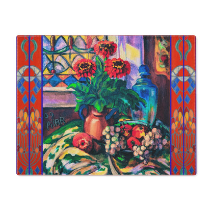 Placemat, Zinneas and Grapes