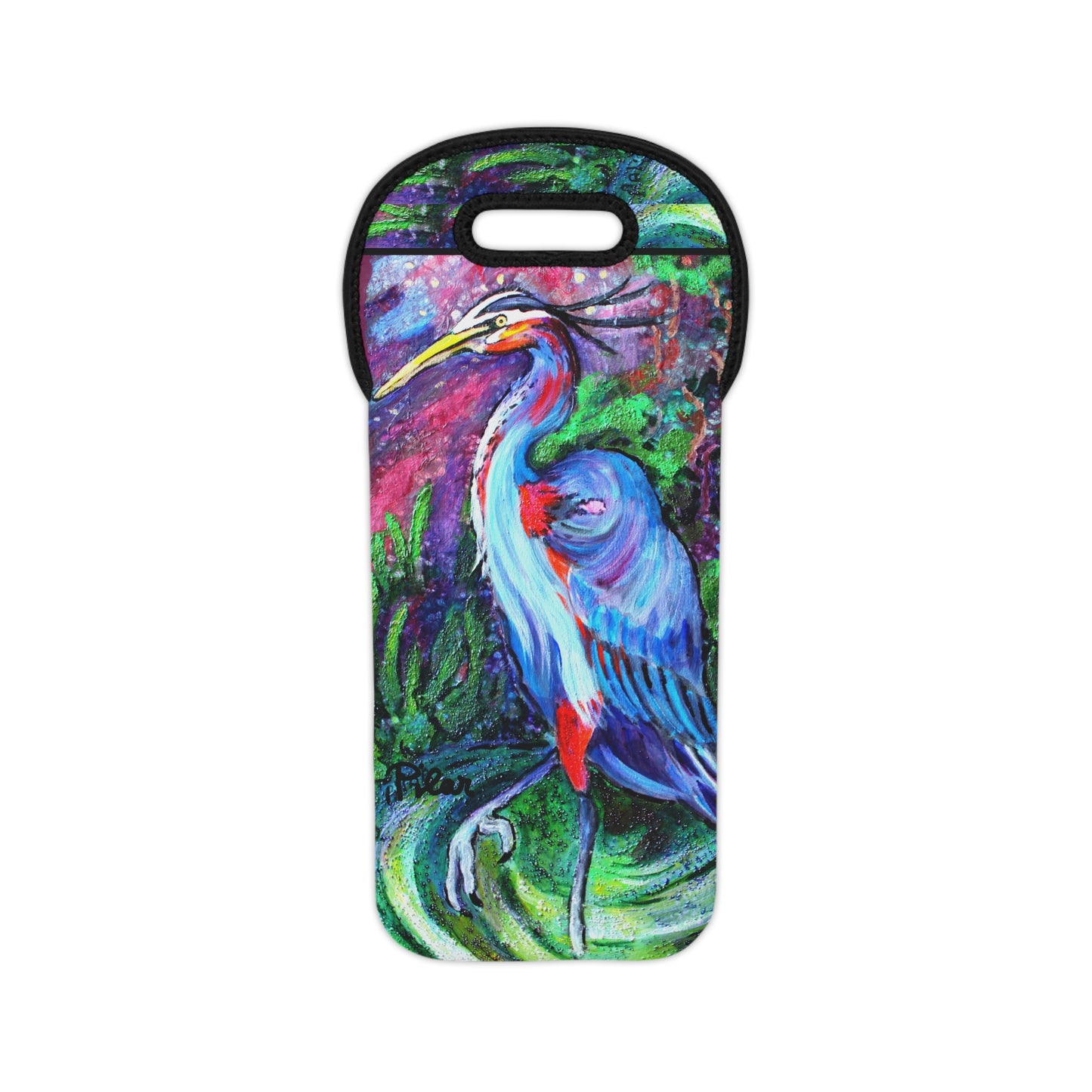Neoprene Wine Tote - Blue Heron