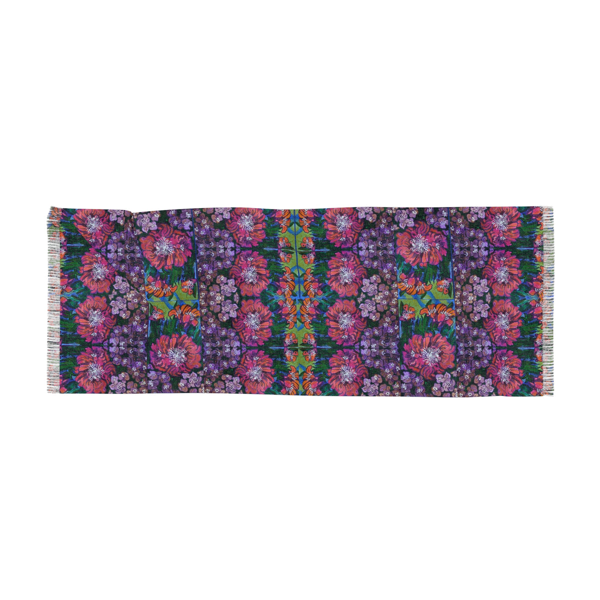Scarf - Coral & Violet Blooms