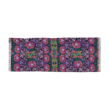 Scarf - Coral & Violet Blooms