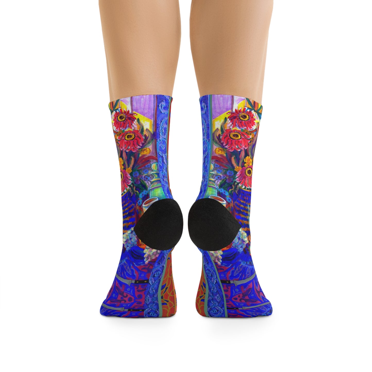 Eco-Friendly Socks - Red Zinneas