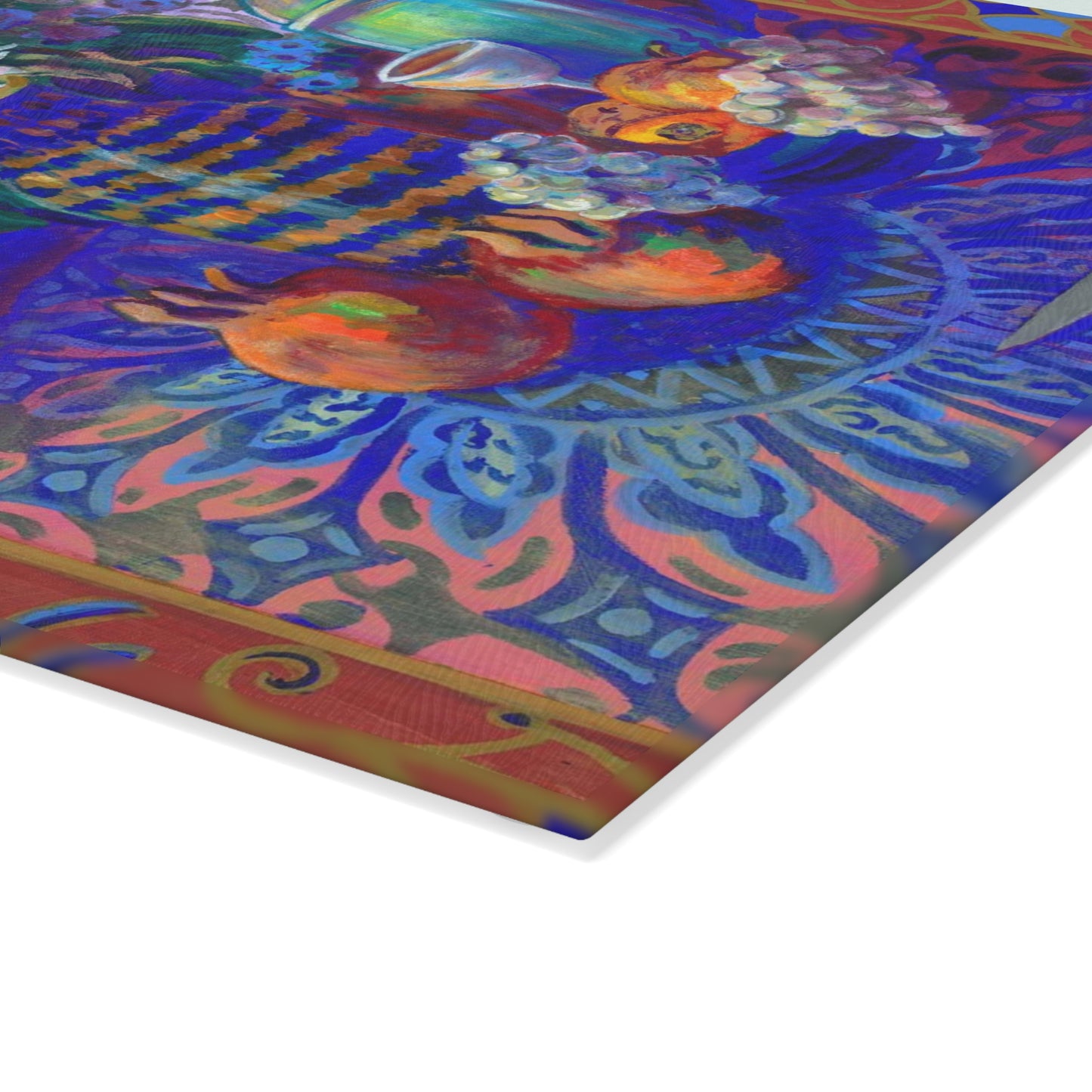 Tempered Glass Cutting Board  "Kitchen Zinneas"