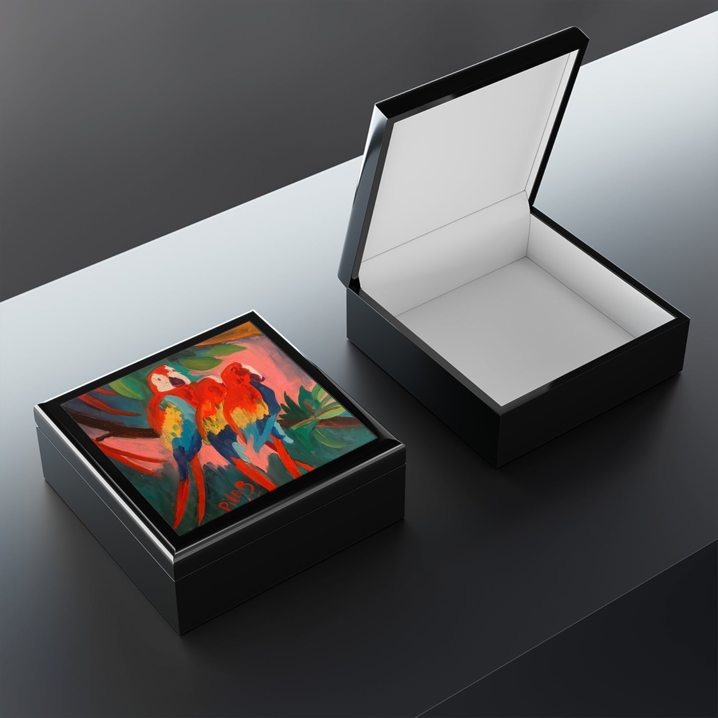 Keepsake Box - Three Parrots