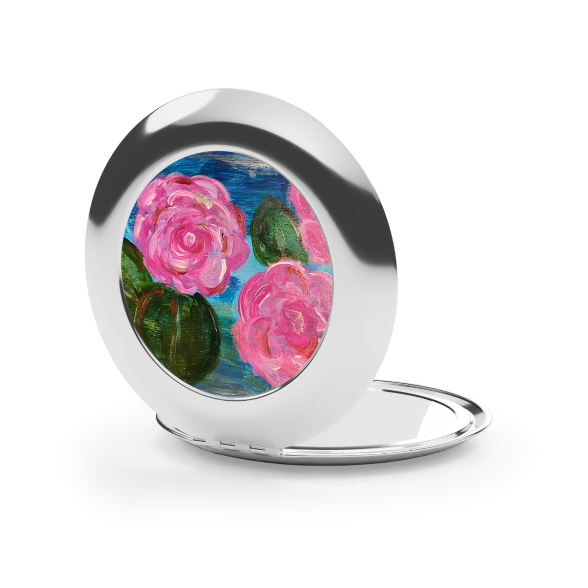 Compact Travel Mirror - Pink Waterlilies