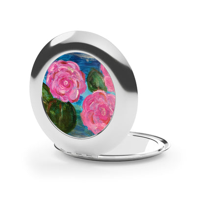 Compact Travel Mirror - Pink Waterlilies