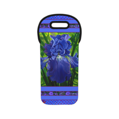 Wine Tote- Blue Iris