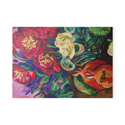Tempered Glass Cutting Board - Pomegranates