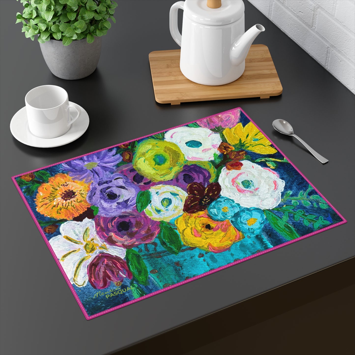 Cotton Placemat, Springtime Blooms